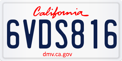 CA license plate 6VDS816