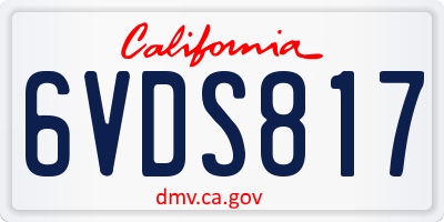 CA license plate 6VDS817