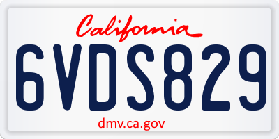 CA license plate 6VDS829
