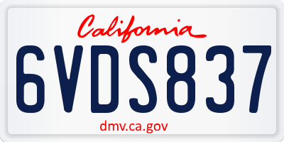 CA license plate 6VDS837