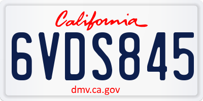 CA license plate 6VDS845