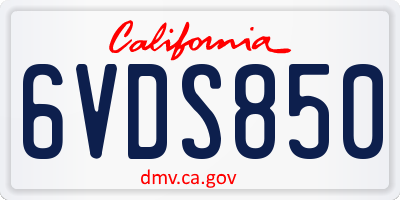 CA license plate 6VDS850
