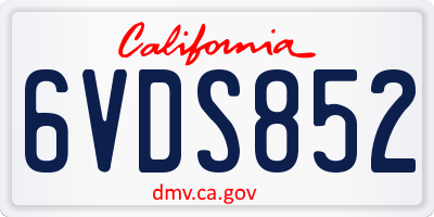 CA license plate 6VDS852