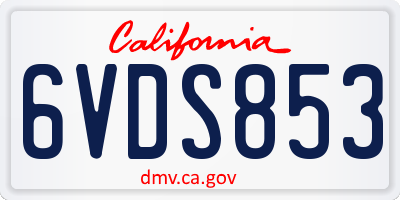 CA license plate 6VDS853