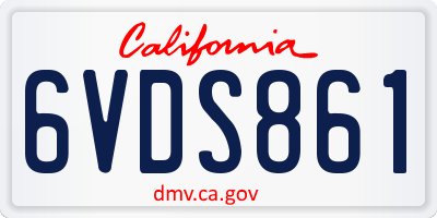 CA license plate 6VDS861