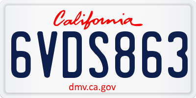 CA license plate 6VDS863