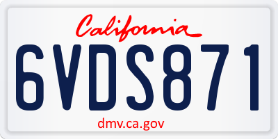 CA license plate 6VDS871
