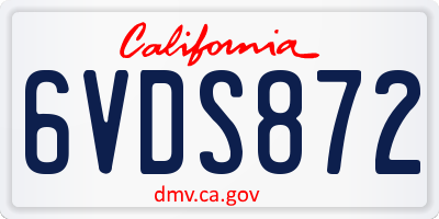 CA license plate 6VDS872