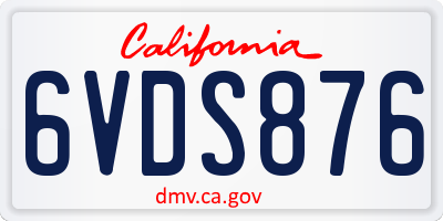 CA license plate 6VDS876