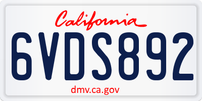 CA license plate 6VDS892