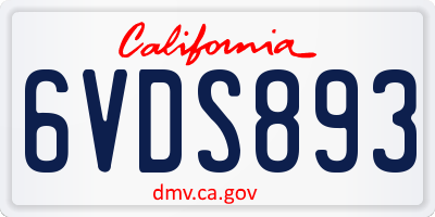 CA license plate 6VDS893