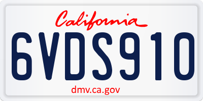 CA license plate 6VDS910