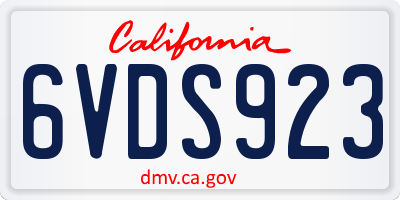 CA license plate 6VDS923