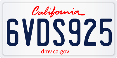 CA license plate 6VDS925