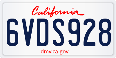 CA license plate 6VDS928