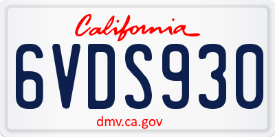 CA license plate 6VDS930