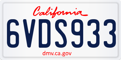 CA license plate 6VDS933