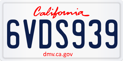 CA license plate 6VDS939