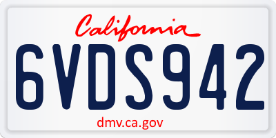 CA license plate 6VDS942