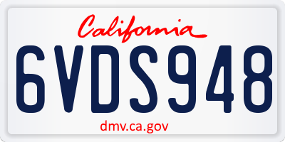 CA license plate 6VDS948