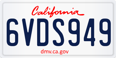 CA license plate 6VDS949