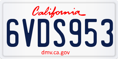CA license plate 6VDS953