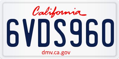 CA license plate 6VDS960