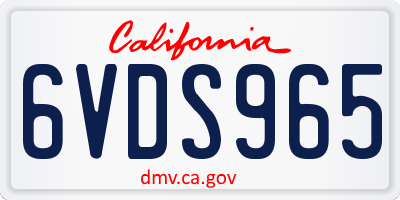 CA license plate 6VDS965