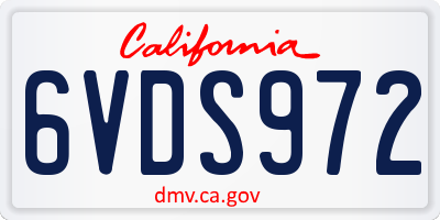 CA license plate 6VDS972