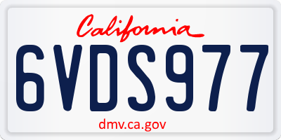 CA license plate 6VDS977