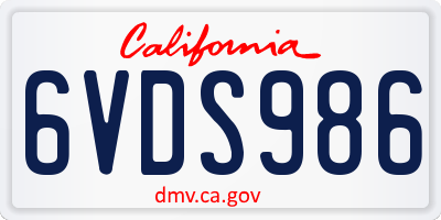 CA license plate 6VDS986