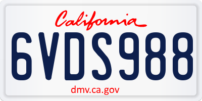 CA license plate 6VDS988