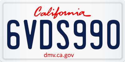 CA license plate 6VDS990