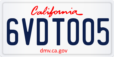 CA license plate 6VDT005