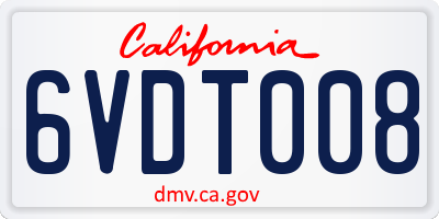 CA license plate 6VDT008