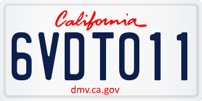 CA license plate 6VDT011