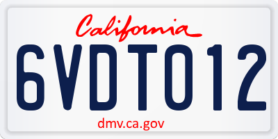 CA license plate 6VDT012