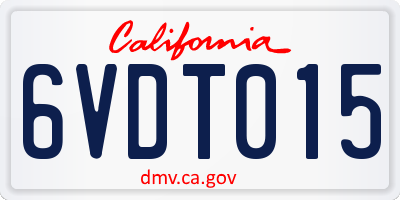 CA license plate 6VDT015