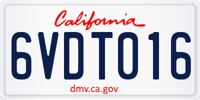 CA license plate 6VDT016