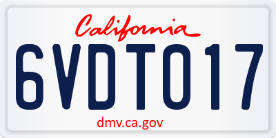 CA license plate 6VDT017