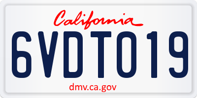 CA license plate 6VDT019