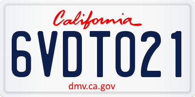 CA license plate 6VDT021