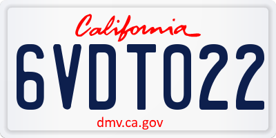 CA license plate 6VDT022