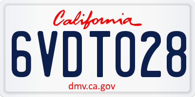 CA license plate 6VDT028