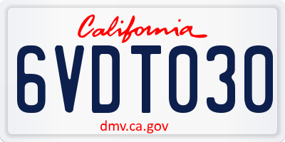 CA license plate 6VDT030