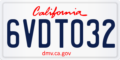 CA license plate 6VDT032