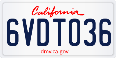 CA license plate 6VDT036