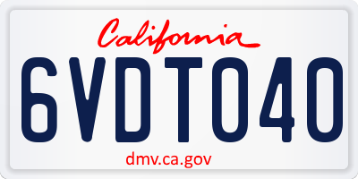 CA license plate 6VDT040