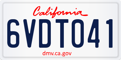 CA license plate 6VDT041