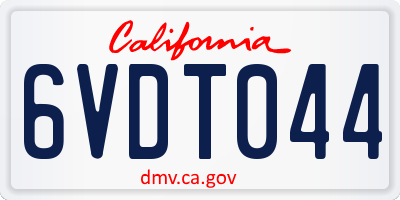 CA license plate 6VDT044